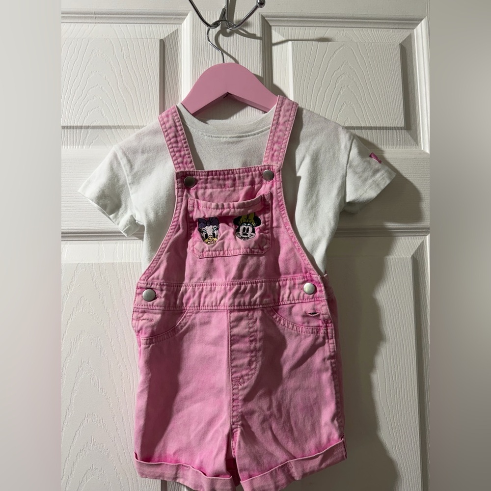 Disney Pink Kids Overalls with Character Design size 24 months